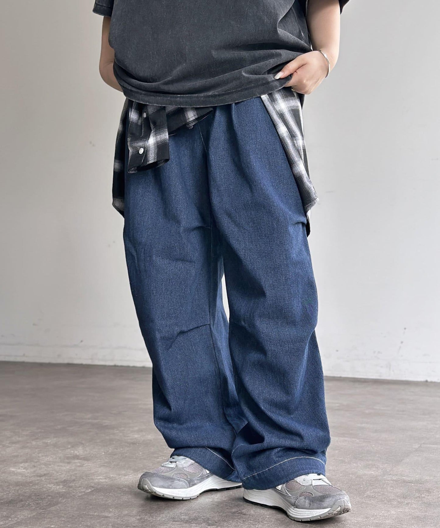 棉尼龍細褶褲