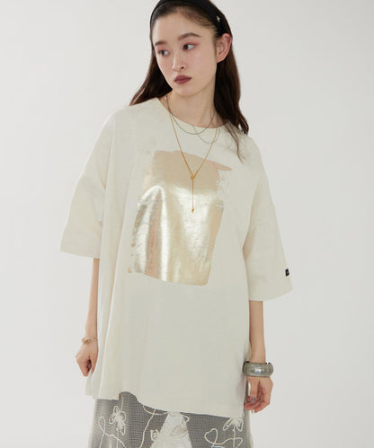 【NUNIFE/】箔印花大T-shirt