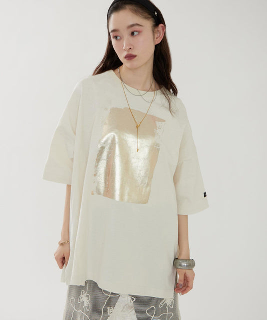 【NUNIFE/】箔印花大T-shirt
