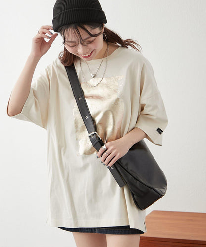 【NUNIFE/】箔印花大T-shirt