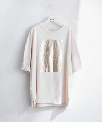 【NUNIFE/】箔印花大T-shirt