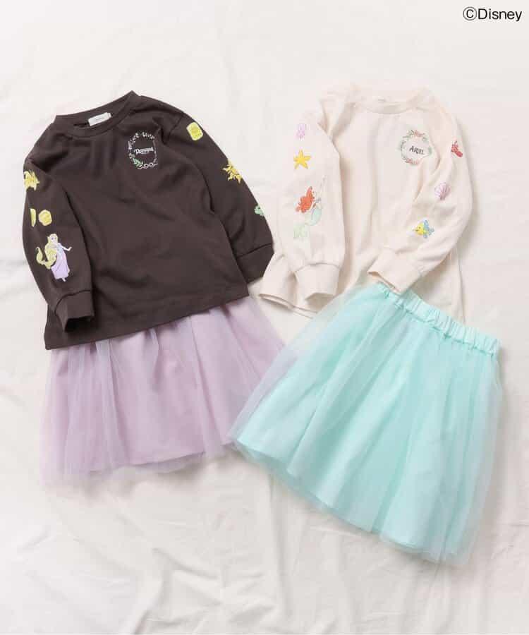 《迪士尼》角色/公主 簡易梳妝蕾絲寬褲