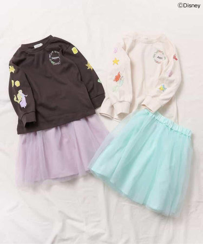 《迪士尼》角色/公主 簡易梳妝蕾絲寬褲