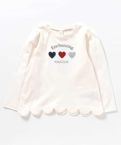 下襬扇邊心形圖案T恤