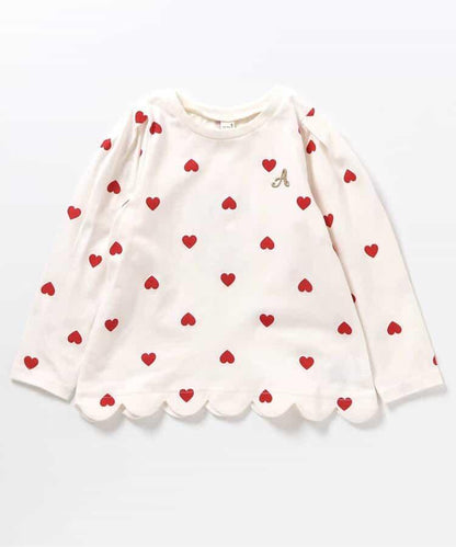 下襬扇邊心形圖案T恤