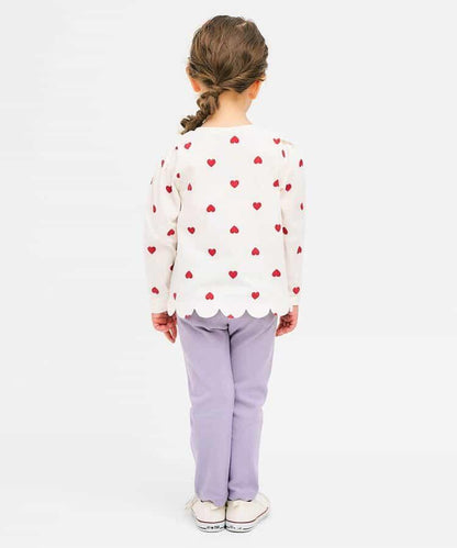 下襬扇邊心形圖案T恤