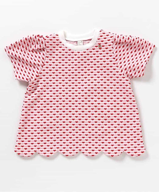 扇邊心形提花T恤