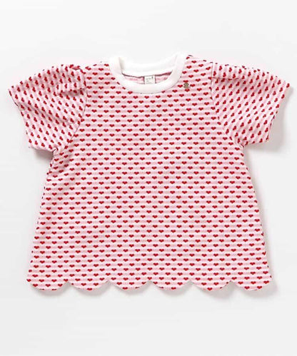 扇邊心形提花T恤