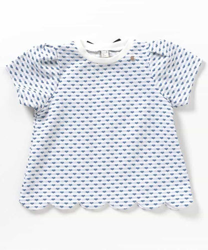 扇邊心形提花T恤