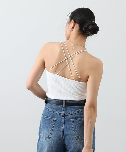 【SS優先】帶杯交叉彈力吊帶背心