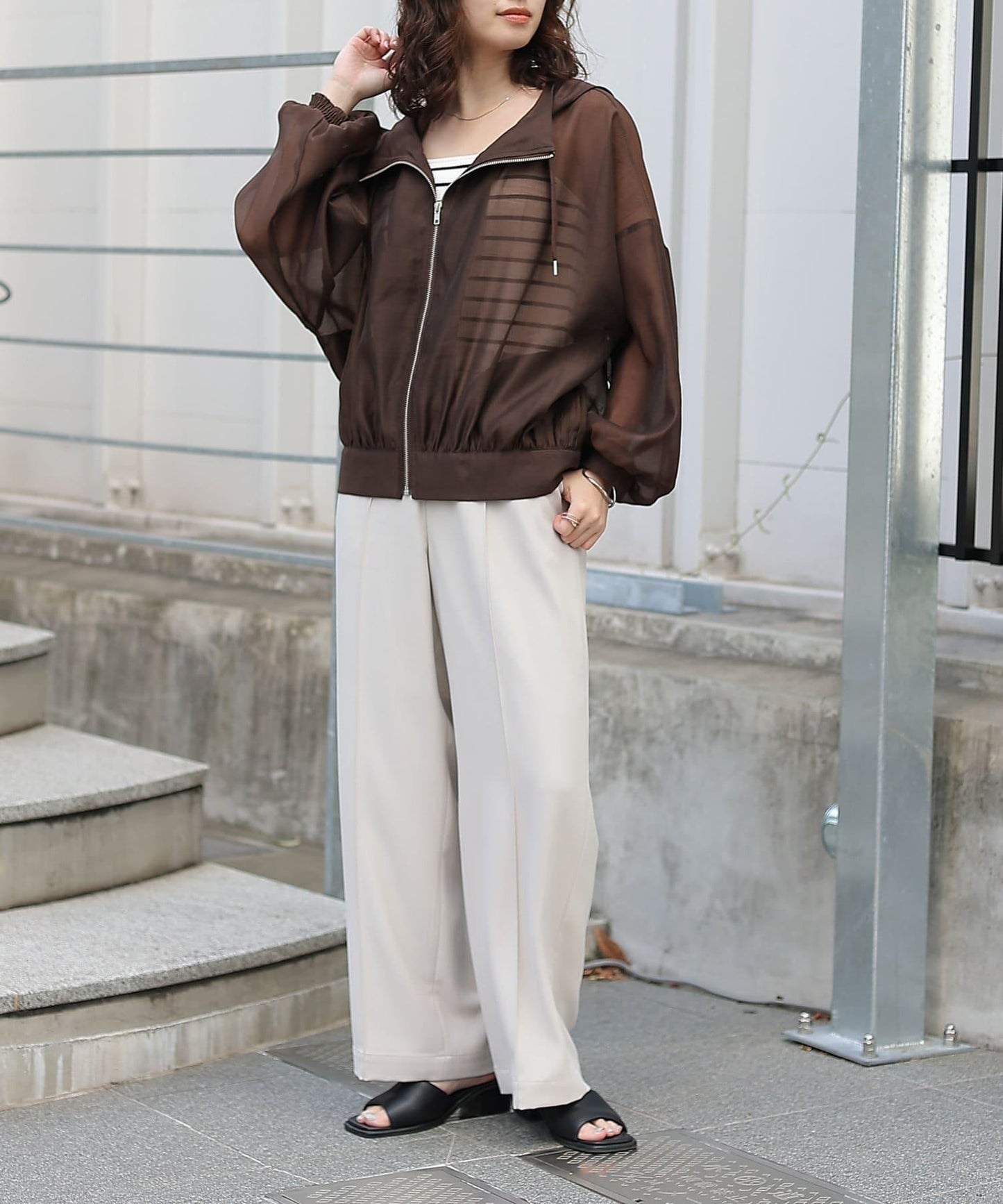 透明滌綸煮沸帶帽羽絨服