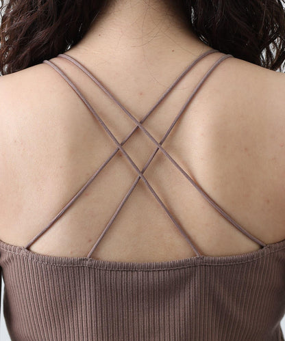 【SS優先】帶杯交叉彈力吊帶背心