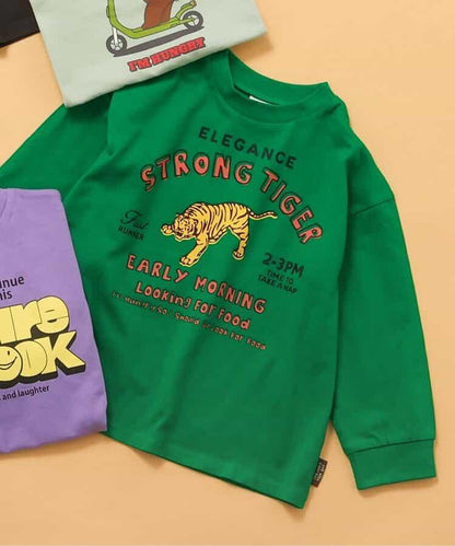 多色印花長袖T恤