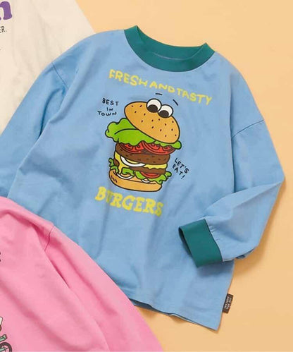 多色印花長袖T恤