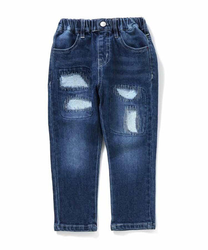 損傷修身牛仔褲 10分褲