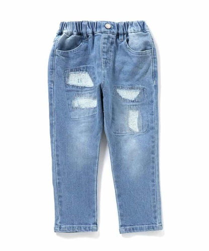 損傷修身牛仔褲 10分褲