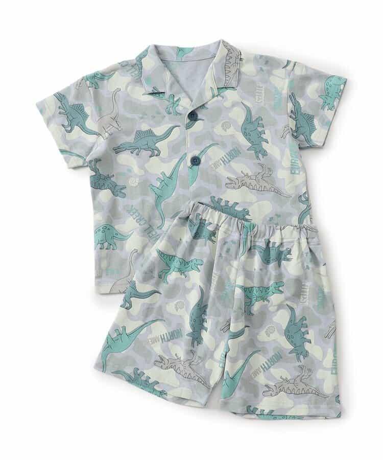 恐龍迷彩圖案開襟睡衣