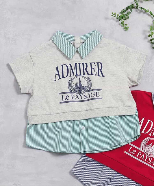 【連衣裙】襯衫圖案印花T恤