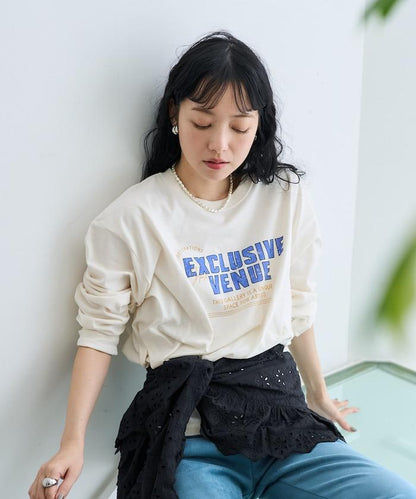 【套裝商品】蕾絲疊層 印花長袖T-shirt