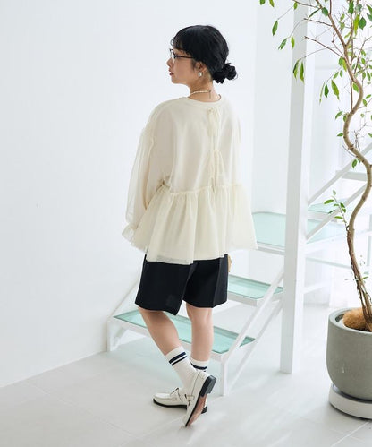 【套裝商品】蕾絲疊層 印花長袖T-shirt