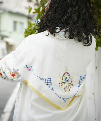 雨傘領 刺繡 襯衫外套
