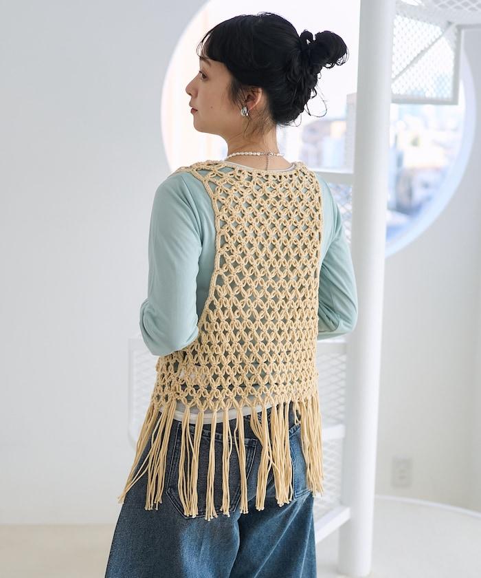 流蘇圖案編織馬甲