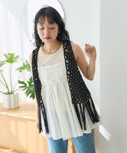 流蘇圖案編織馬甲