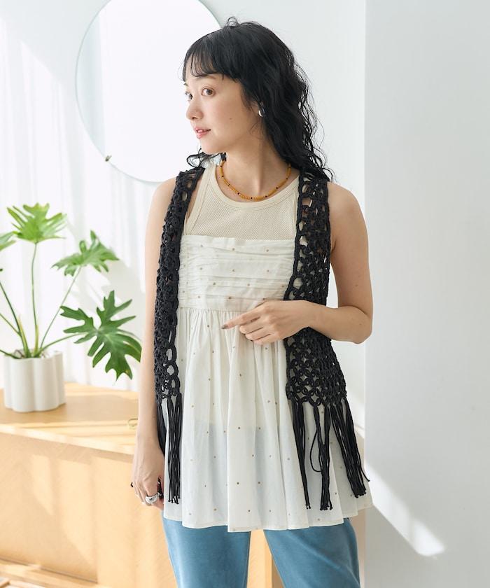 流蘇圖案編織馬甲