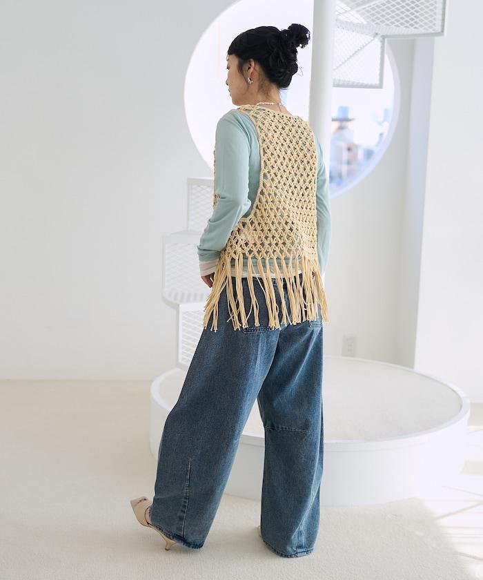 流蘇圖案編織馬甲