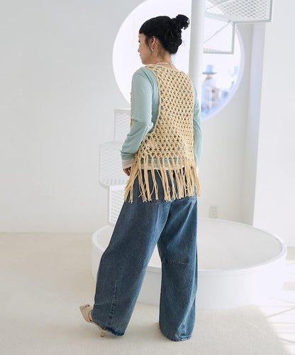 流蘇圖案編織馬甲