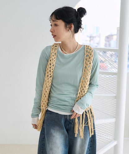 流蘇圖案編織馬甲