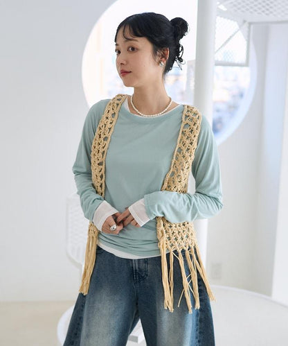 流蘇圖案編織馬甲