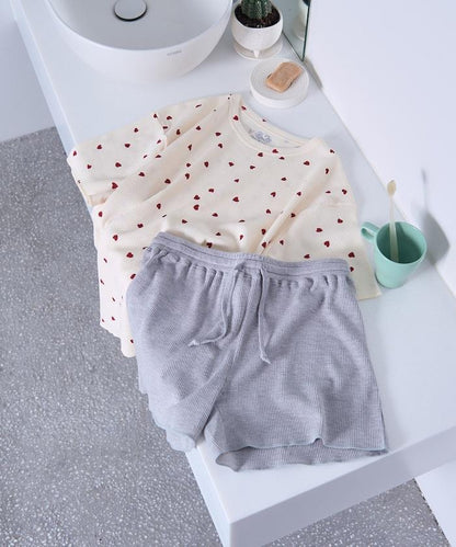 聯名重 心形T恤 純色短褲 室內套裝