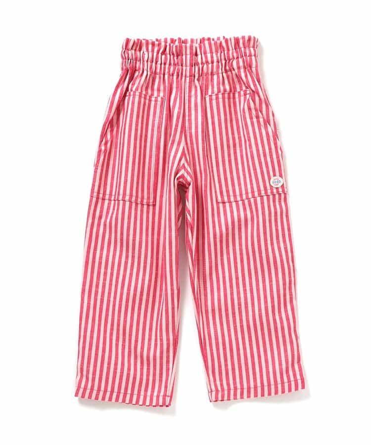 條紋拼接寬鬆工裝褲 七分褲