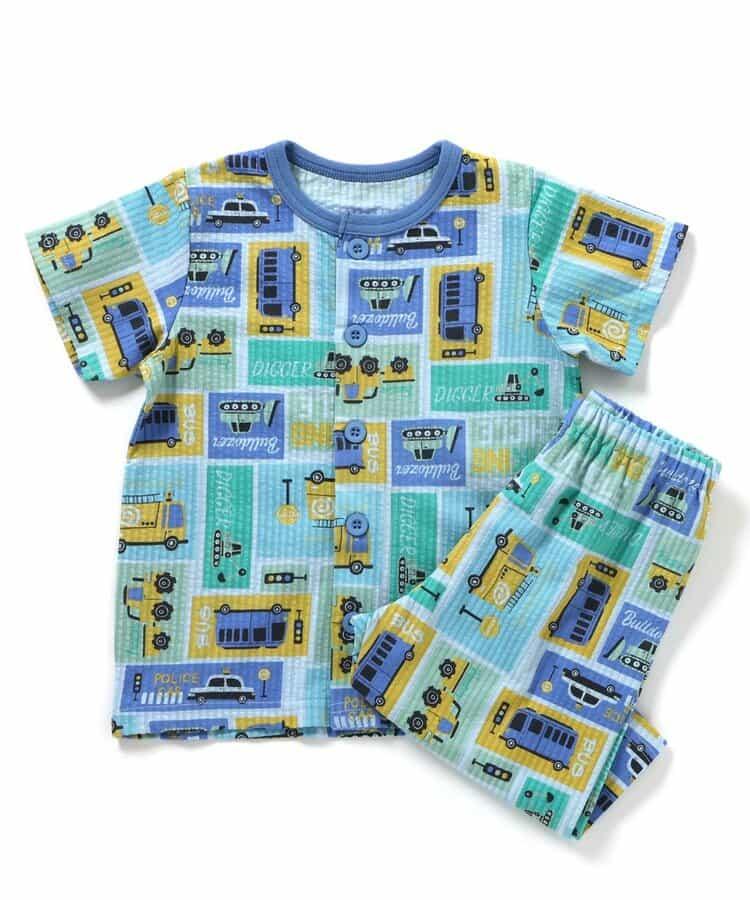 動感車輛圖案開衩睡衣