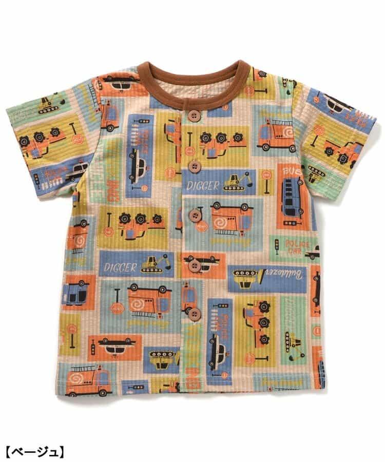 動感車輛圖案開衩睡衣