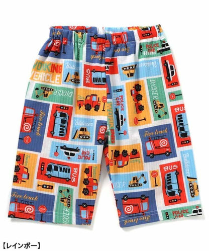 動感車輛圖案開衩睡衣