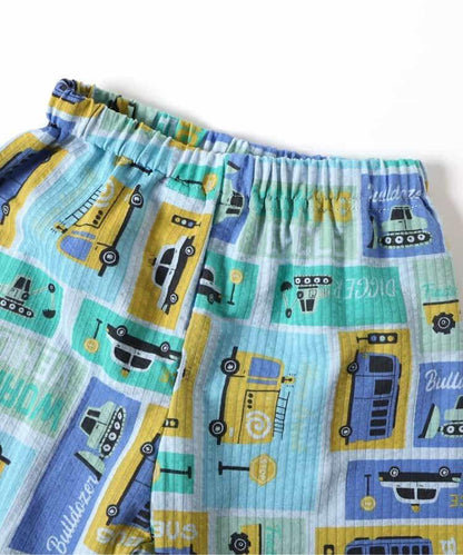 動感車輛圖案開衩睡衣