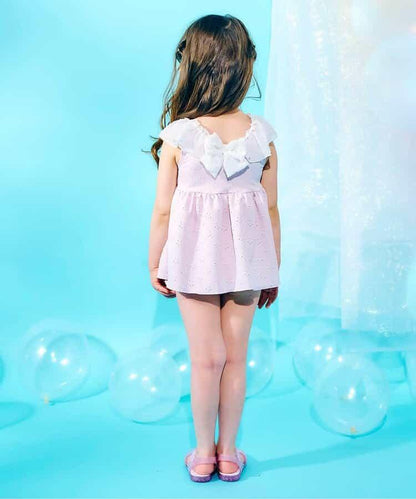 後蝴蝶結蕾絲連衣裙泳裝