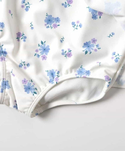 肩蝴蝶結泡泡袖連衣裙泳裝