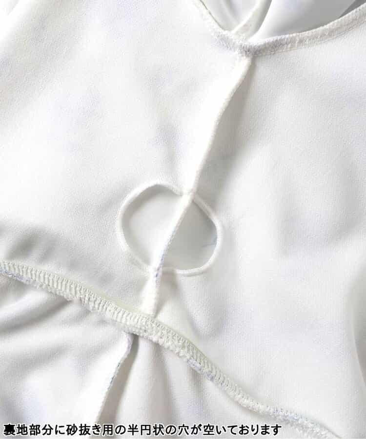 肩蝴蝶結泡泡袖連衣裙泳裝