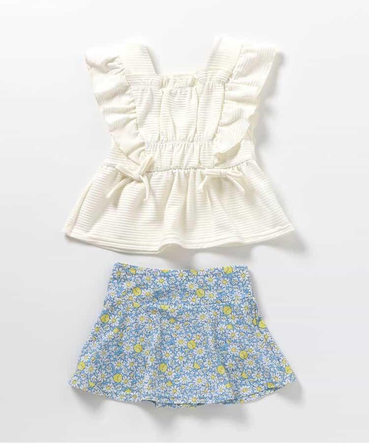 檸檬·花紋收褶分體泳衣