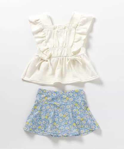 檸檬·花紋收褶分體泳衣