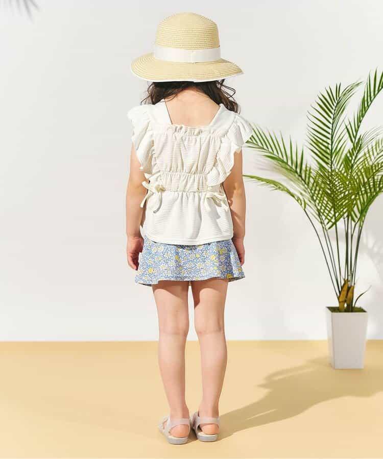 檸檬·花紋收褶分體泳衣