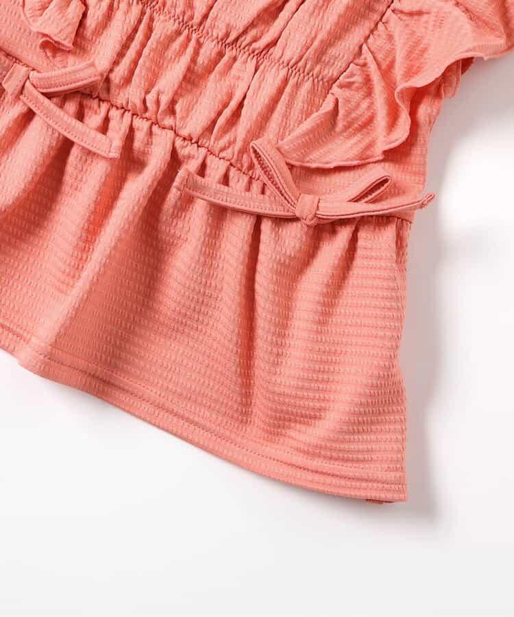 檸檬·花紋收褶分體泳衣