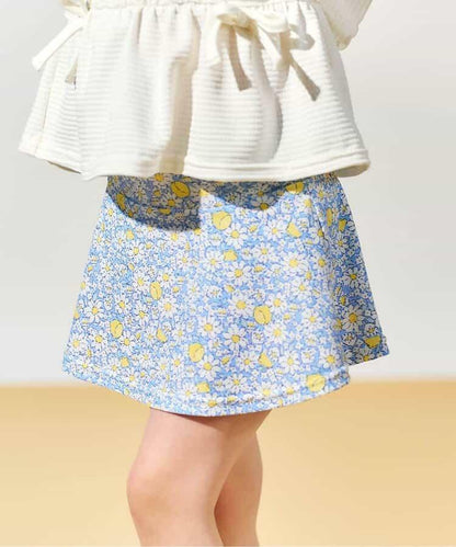 檸檬·花紋收褶分體泳衣