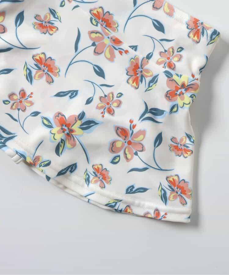 檸檬·花紋收褶分體泳衣