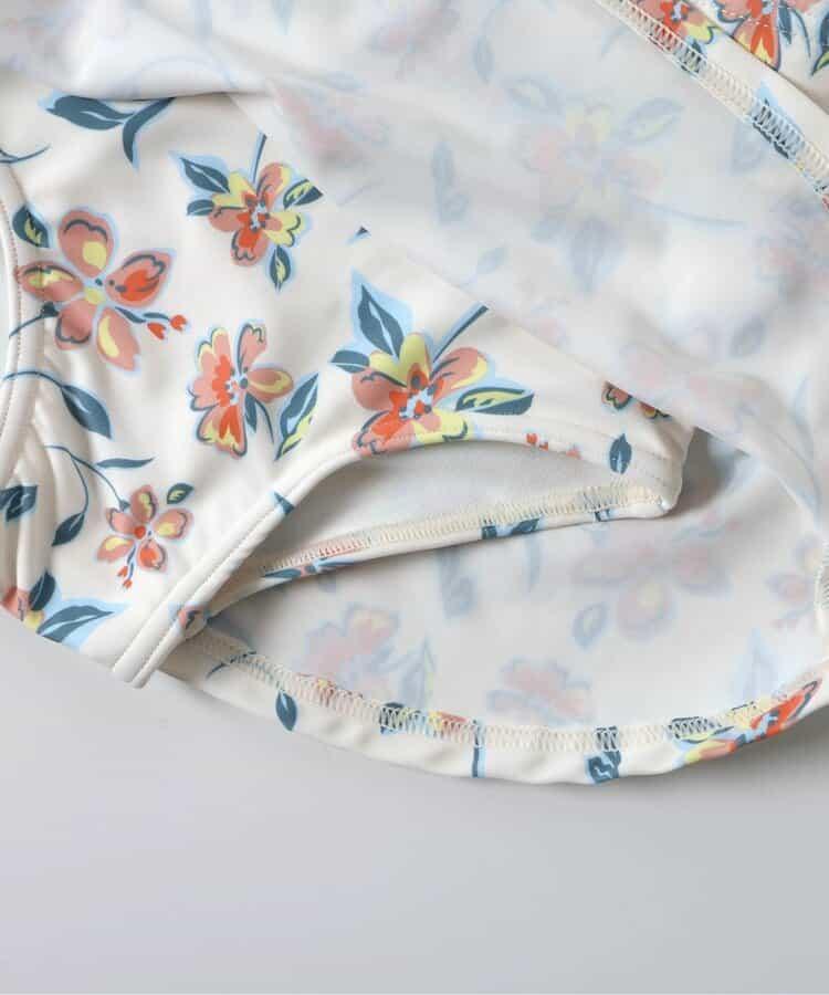 檸檬·花紋收褶分體泳衣