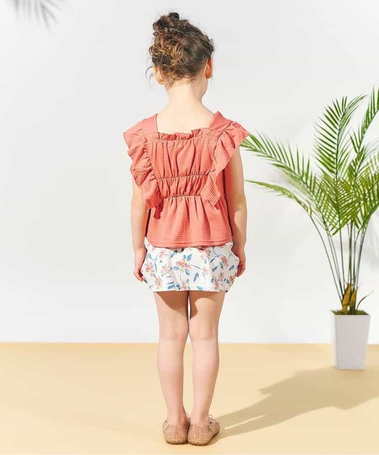 檸檬·花紋收褶分體泳衣