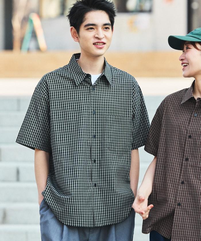 Relax Fit 舒適版型 常規領 短袖 格子襯衫